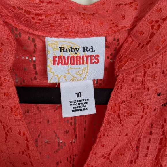 Ruby Rd Favorites Red Lace Button-up Blouse - Picture 5 of 8